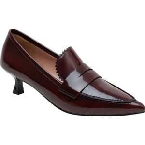 LINEA PAOLO Calisto Leather Loafer Pumps - Black-Burgundy